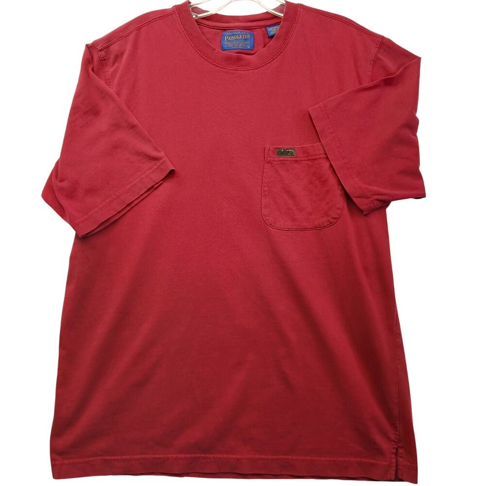 Pendleton Mens Large Red 100% Cotton Crew Neck Pocket T-Shirt Casual Blank